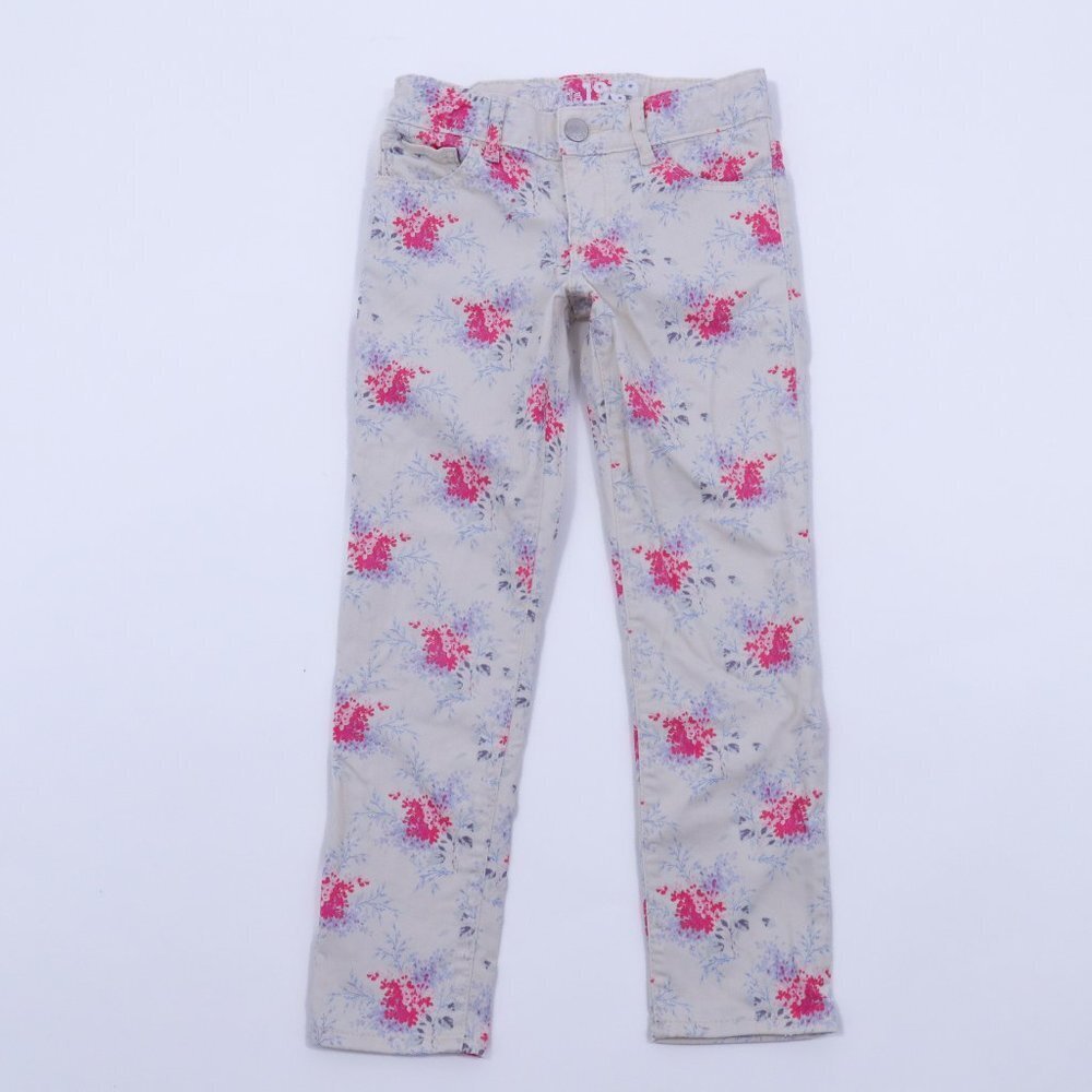 Gap Super Skinny Jeans Girls 6 Regular Floral Cream White Pink